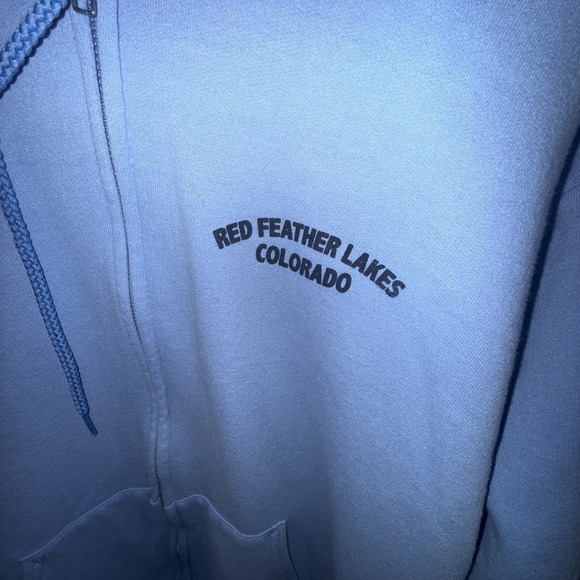 Clique Red Feather Lakes Colorado Full Zip Hoodie Sweatshirt Unisex Adult M Blue - Picture 2 of 4